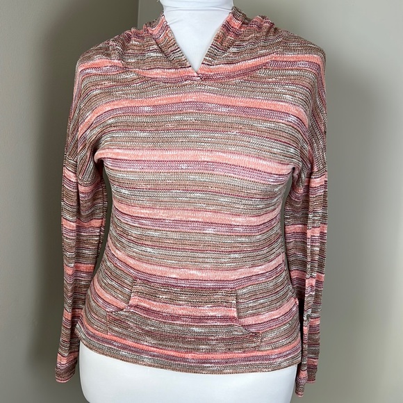 MAURICES Striped Sweater Hoodie Pink Shades Size Medium - Picture 1 of 7